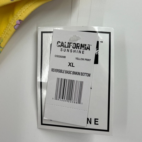 California Sunshine Yellow Daisy Floral Bikini Reversible Bikini NEW Women XL - Picture 6 of 10